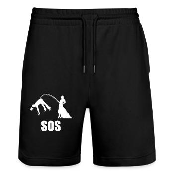 Junggesellenabschied Polterabend JGA Männer - Stanley/Stella Unisex Bio Joggingshorts Trainer  - Schwarz - Vorne - Nik (191cm) & Marisol (170cm)
