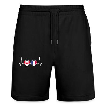 Kanada Frankreich Herzschlag Flagge Kanadier - Stanley/Stella Unisex Bio Joggingshorts Trainer  - Schwarz - Vorne - Nik (191cm) & Marisol (170cm)