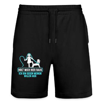 Junggesellenabschied Polterabend JGA Männer - Stanley/Stella Unisex Bio Joggingshorts Trainer  - Schwarz - Vorne - Nik (191cm) & Marisol (170cm)