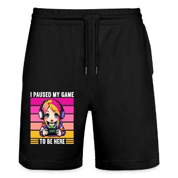 Gaming Console PC Gamer Girl Gamer Girl - Stanley/Stella Trainer Unisex Organic Jogging Shorts - black - Front - Nik (191cm) & Marisol (170cm)