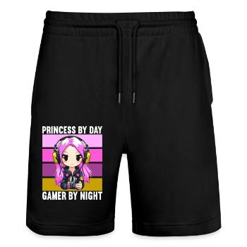 Gaming Console PC Gamer Girl Gamer Girl - Stanley/Stella Trainer Unisex Organic Jogging Shorts - black - Front - Nik (191cm) & Marisol (170cm)