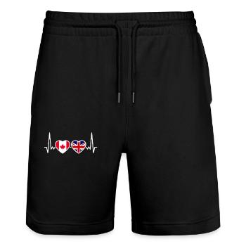 Canada UK Heartbeat Flag British Canadian - Stanley/Stella Trainer Unisex Organic Jogging Shorts - black - Front - Nik (191cm) & Marisol (170cm)