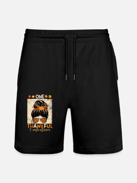 A Grateful Caretaker Funny Thanksgiving - Stanley/Stella Trainer Unisex Organic Jogging Shorts - black