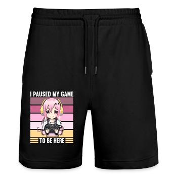Gaming Console PC Gamer Girl Gamer Girl - Stanley/Stella Trainer Unisex Organic Jogging Shorts - black - Front - Nik (191cm) & Marisol (170cm)
