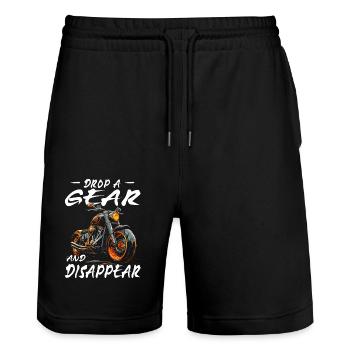 Motorrad | Motorradfahrer & Biker Spüche - Stanley/Stella Unisex Bio Joggingshorts Trainer  - Schwarz - Vorne - Nik (191cm) & Marisol (170cm)