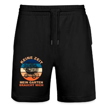 Keine Zeit Mein Garten braucht mich Gärtner - Stanley/Stella Unisex Bio Joggingshorts Trainer  - Schwarz - Vorne - Nik (191cm) & Marisol (170cm)