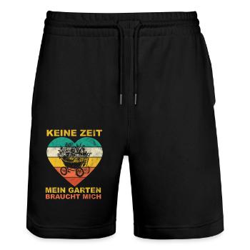 Keine Zeit Mein Garten braucht mich Gärtner - Stanley/Stella Unisex Bio Joggingshorts Trainer  - Schwarz - Vorne - Nik (191cm) & Marisol (170cm)