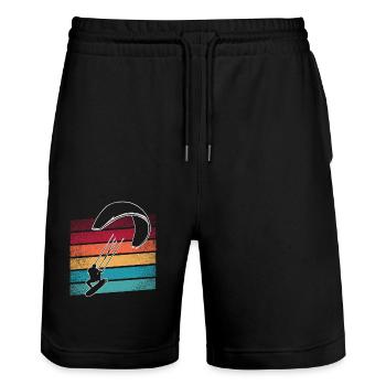 Kitesurfer Kiteboard Kitesurfen Kitesurf - Stanley/Stella Unisex Bio Joggingshorts Trainer  - Schwarz - Vorne - Nik (191cm) & Marisol (170cm)