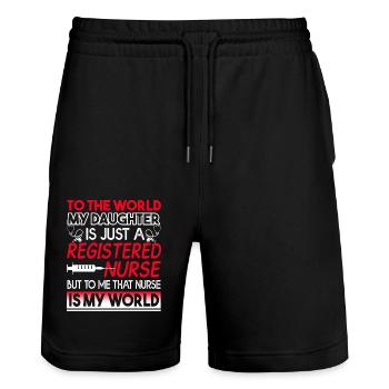 Registered Nurse Registered Nurse Is My World - Stanley/Stella Trainer Unisex Organic Jogging Shorts - black - Front - Nik (191cm) & Marisol (170cm)