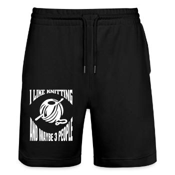 Knitter Crochet Knitting Seamstress Tailor - Stanley/Stella Trainer Unisex Organic Jogging Shorts - black - Front - Nik (191cm) & Marisol (170cm)