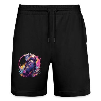Panda Cool Panda Ours Pandas - Short de jogging bio TRAINER Stanley/Stella unisexe - noir - Devant - Nik (191cm) & Marisol (170cm)