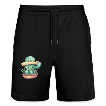 Cactus mignon mignon avec des lunettes de soleil pour l’été - Short de jogging bio TRAINER Stanley/Stella unisexe - noir - Devant - Nik (191cm) & Marisol (170cm)