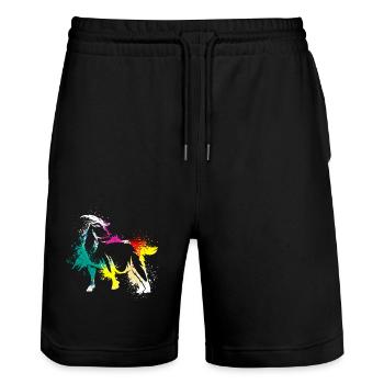 Colerfull Splash Art Farm animals Goat - Stanley/Stella Trainer Unisex Organic Jogging Shorts - black - Front - Nik (191cm) & Marisol (170cm)
