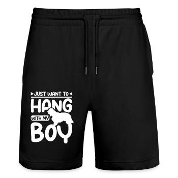 Just want to hang with my boy cocker spaniel - Stanley/Stella Trainer Unisex Organic Jogging Shorts - black - Front - Nik (191cm) & Marisol (170cm)