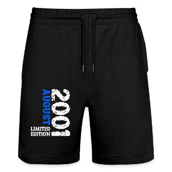 2001 August Limited Edition 22. Geburtstag Outfit - Stanley/Stella Unisex Bio Joggingshorts Trainer  - Schwarz - Vorne - Nik (191cm) & Marisol (170cm)