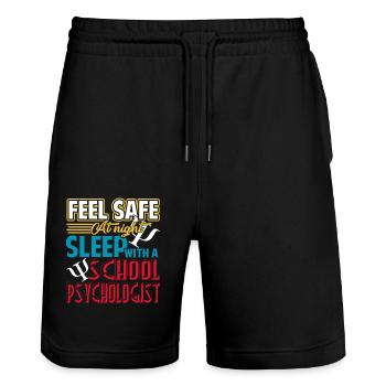 School Psychologist Sleep With School Psychologist - Stanley/Stella Trainer Unisex Organic Jogging Shorts - black - Front - Nik (191cm) & Marisol (170cm)