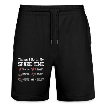 Things I do in my spare time play ping pong - Stanley/Stella Trainer Unisex Organic Jogging Shorts - black - Front - Nik (191cm) & Marisol (170cm)