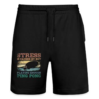 Stress is caused by not playing enough ping pong - Stanley/Stella Unisex Bio Joggingshorts Trainer  - Schwarz - Vorne - Nik (191cm) & Marisol (170cm)