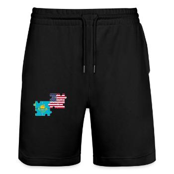 Kazakhstan USA Flag Kazakh américain - Short de jogging bio TRAINER Stanley/Stella unisexe - noir - Devant - Nik (191cm) & Marisol (170cm)