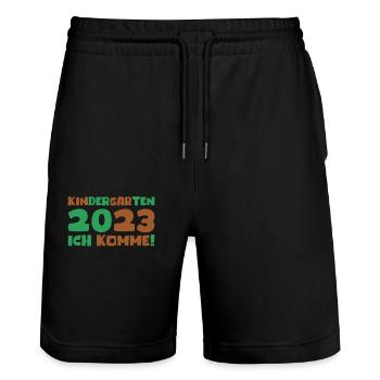 Kindergarten 2023 Ich Komme Mädchen Kita Geschenk - Stanley/Stella Unisex Bio Joggingshorts Trainer  - Schwarz - Vorne - Nik (191cm) & Marisol (170cm)