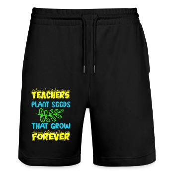 teachers plant seeds that grow forever, Memory - Stanley/Stella Trainer Unisex Organic Jogging Shorts - black - Front - Nik (191cm) & Marisol (170cm)