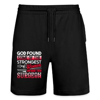 Surgeon Strongest Women Become Surgeon - Stanley/Stella Trainer Unisex Organic Jogging Shorts - black - Front - Nik (191cm) & Marisol (170cm)