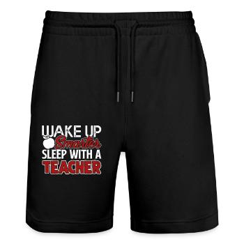 Teacher Sleep With A Teacher - Stanley/Stella Trainer Unisex Organic Jogging Shorts - black - Front - Nik (191cm) & Marisol (170cm)