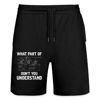 Elektroingenieur Welcher Teil davon bist du nicht - Stanley/Stella Unisex Bio Joggingshorts Trainer  - Schwarz - Vorne - Nik (191cm) & Marisol (170cm)
