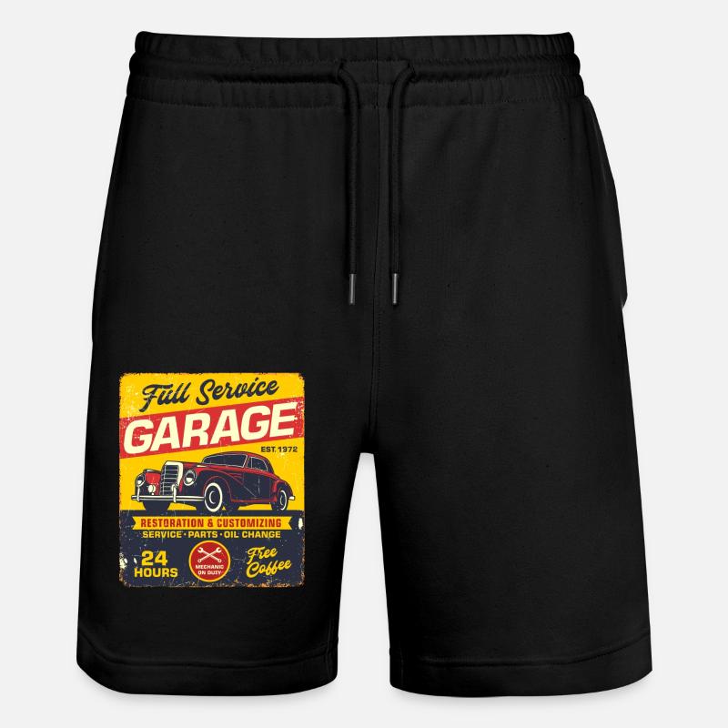 Autogarage retro - Stanley/Stella Unisex Bio Joggingshorts Trainer  - Schwarz