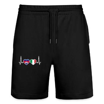 Cambodge Italie Heartbeat Flag Cambodgen - Short de jogging bio TRAINER Stanley/Stella unisexe - noir - Devant - Nik (191cm) & Marisol (170cm)