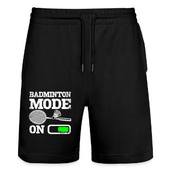 Sports Badminton mode on - Stanley/Stella Unisex Bio Joggingshorts Trainer  - Schwarz - Vorne - Nik (191cm) & Marisol (170cm)