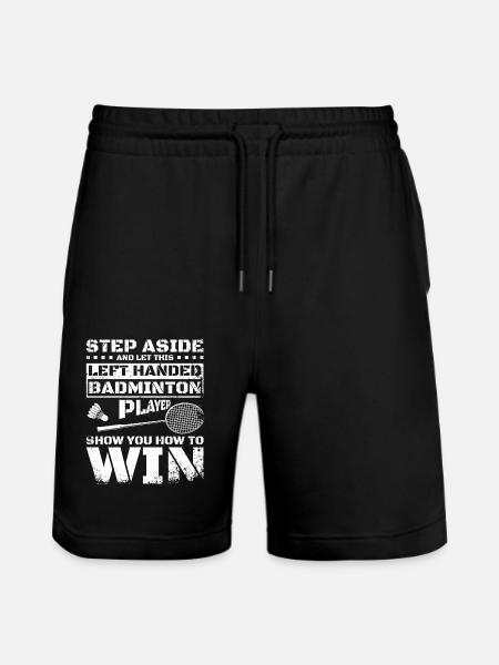Funny left handed badminton player - Stanley/Stella Trainer Unisex Organic Jogging Shorts - black