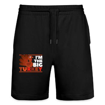 I'm the Big Turkey Cute Thanksgiving - Stanley/Stella Trainer Unisex Organic Jogging Shorts - black - Front - Nik (191cm) & Marisol (170cm)