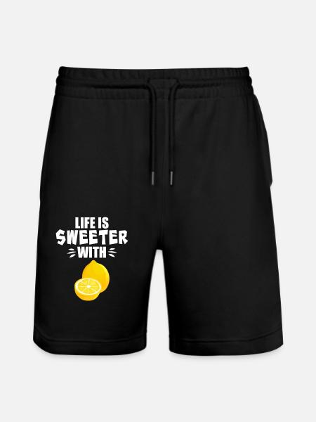 Life Is Sweeter With Lemon - Stanley/Stella Trainer Unisex Organic Jogging Shorts - black
