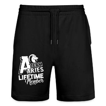 Aries Team Aries Lifetime Member - Stanley/Stella Trainer Unisex Organic Jogging Shorts - black - Front - Nik (191cm) & Marisol (170cm)