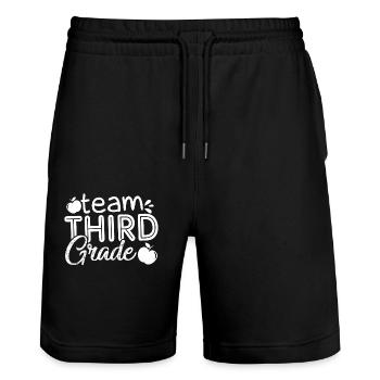 3rd Grade Teacher Team 3rd Grade - Stanley/Stella Trainer Unisex Organic Jogging Shorts - black - Front - Nik (191cm) & Marisol (170cm)