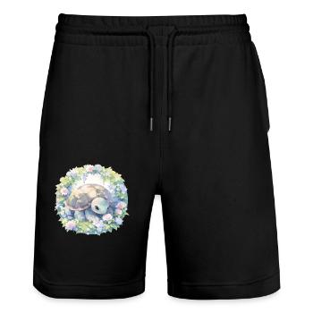 Turtle Lizard Turtle Baby Turtles - Stanley/Stella Trainer Unisex Organic Jogging Shorts - black - Front - Nik (191cm) & Marisol (170cm)