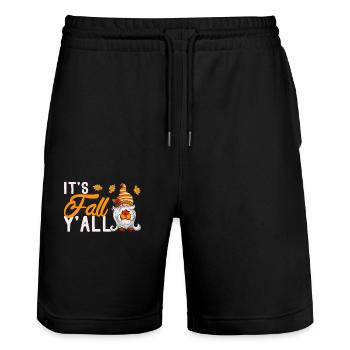 It's autumn her all gnome pumpkin Halloween harvest - Stanley/Stella Trainer Unisex Organic Jogging Shorts - black - Front - Nik (191cm) & Marisol (170cm)