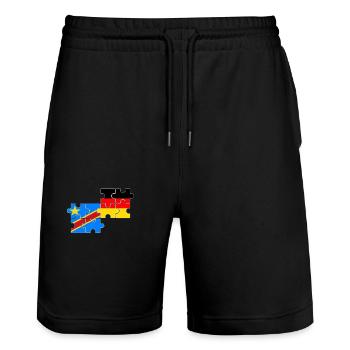 DR Kongo Deutschland Flagge Deutsch Kongolese - Stanley/Stella Unisex Bio Joggingshorts Trainer  - Schwarz - Vorne - Nik (191cm) & Marisol (170cm)
