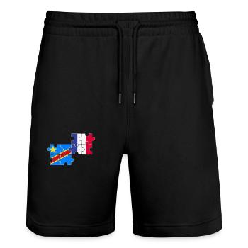DR Kongo Frankreich Flagge Französisch Kongolese - Stanley/Stella Unisex Bio Joggingshorts Trainer  - Schwarz - Vorne - Nik (191cm) & Marisol (170cm)