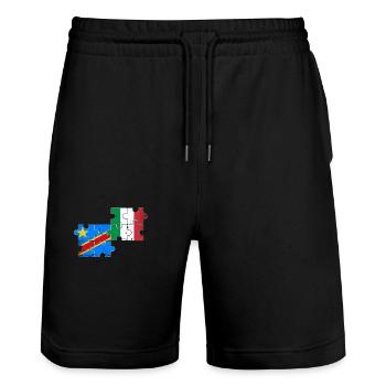 DR Kongo Italien Vintage Flagge Kongolese - Stanley/Stella Unisex Bio Joggingshorts Trainer  - Schwarz - Vorne - Nik (191cm) & Marisol (170cm)