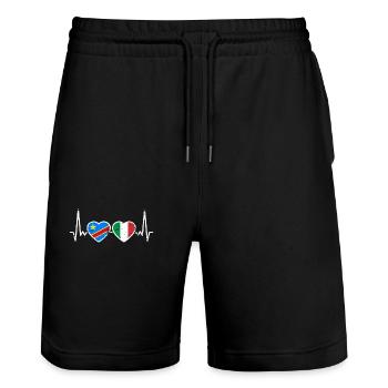 DR Congo Italie Vintage Heartbeat Flag - Short de jogging bio TRAINER Stanley/Stella unisexe - noir - Devant - Nik (191cm) & Marisol (170cm)