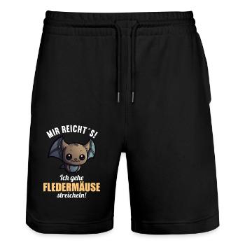 Mir reichts ich gehe Fledermäuse streicheln - Stanley/Stella Unisex Bio Joggingshorts Trainer  - Schwarz - Vorne - Nik (191cm) & Marisol (170cm)