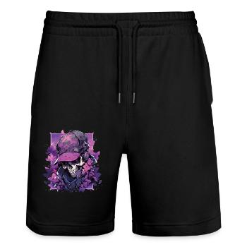 Skull Skull Skulls Skull Skeleton - Stanley/Stella Trainer Unisex Organic Jogging Shorts - black - Front - Nik (191cm) & Marisol (170cm)