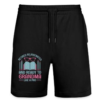 Pensionierte Oma Rentner Rentenlehrer Unterrichten Re - Stanley/Stella Unisex Bio Joggingshorts Trainer  - Schwarz - Vorne - Nik (191cm) & Marisol (170cm)