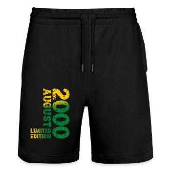 2000 August Limited Edition 23rd Birthday Outfit - Stanley/Stella Trainer Unisex Organic Jogging Shorts - black - Front - Nik (191cm) & Marisol (170cm)