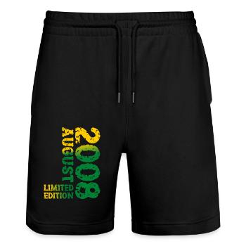2008 August Limited Edition 15. Geburtstag Outfit - Stanley/Stella Unisex Bio Joggingshorts Trainer  - Schwarz - Vorne - Nik (191cm) & Marisol (170cm)