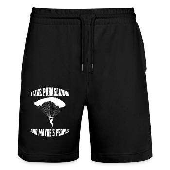 Paragleiter Gleitschirmfliegen Paragliding - Stanley/Stella Unisex Bio Joggingshorts Trainer  - Schwarz - Vorne - Nik (191cm) & Marisol (170cm)