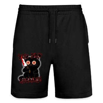Halloween chat effrayant tu n’as rien vu chat noir - Short de jogging bio TRAINER Stanley/Stella unisexe - noir - Devant - Nik (191cm) & Marisol (170cm)