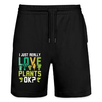 Horticulturist Really love plants ok? Botanist - Stanley/Stella Unisex Bio Joggingshorts Trainer  - Schwarz - Vorne - Nik (191cm) & Marisol (170cm)
